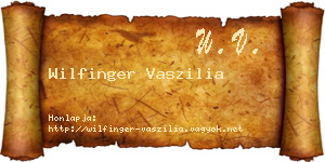 Wilfinger Vaszilia névjegykártya